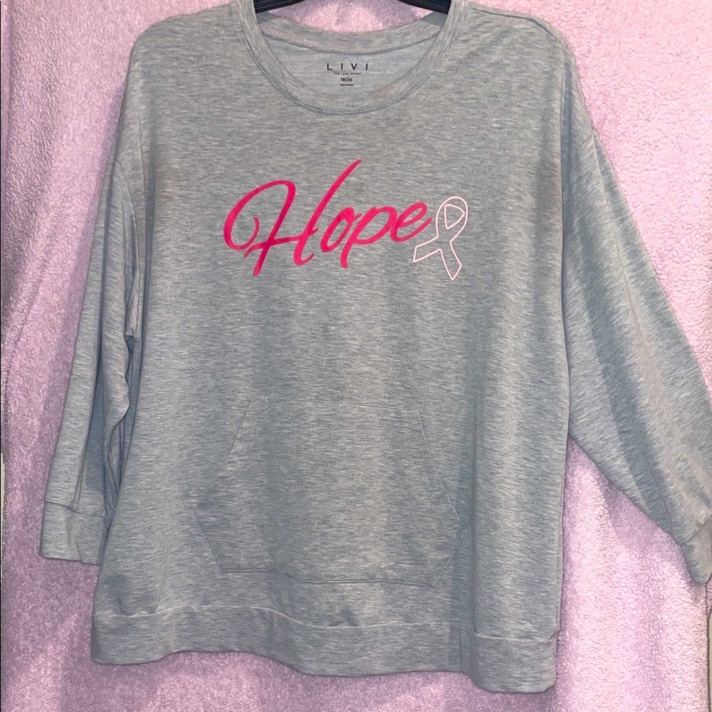 Lane Bryant Gray Sweatshirt with Pink Hope Graphic
